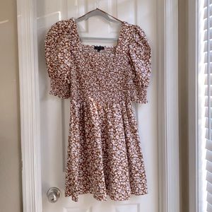 1.State NWOT smocked brown and white dress